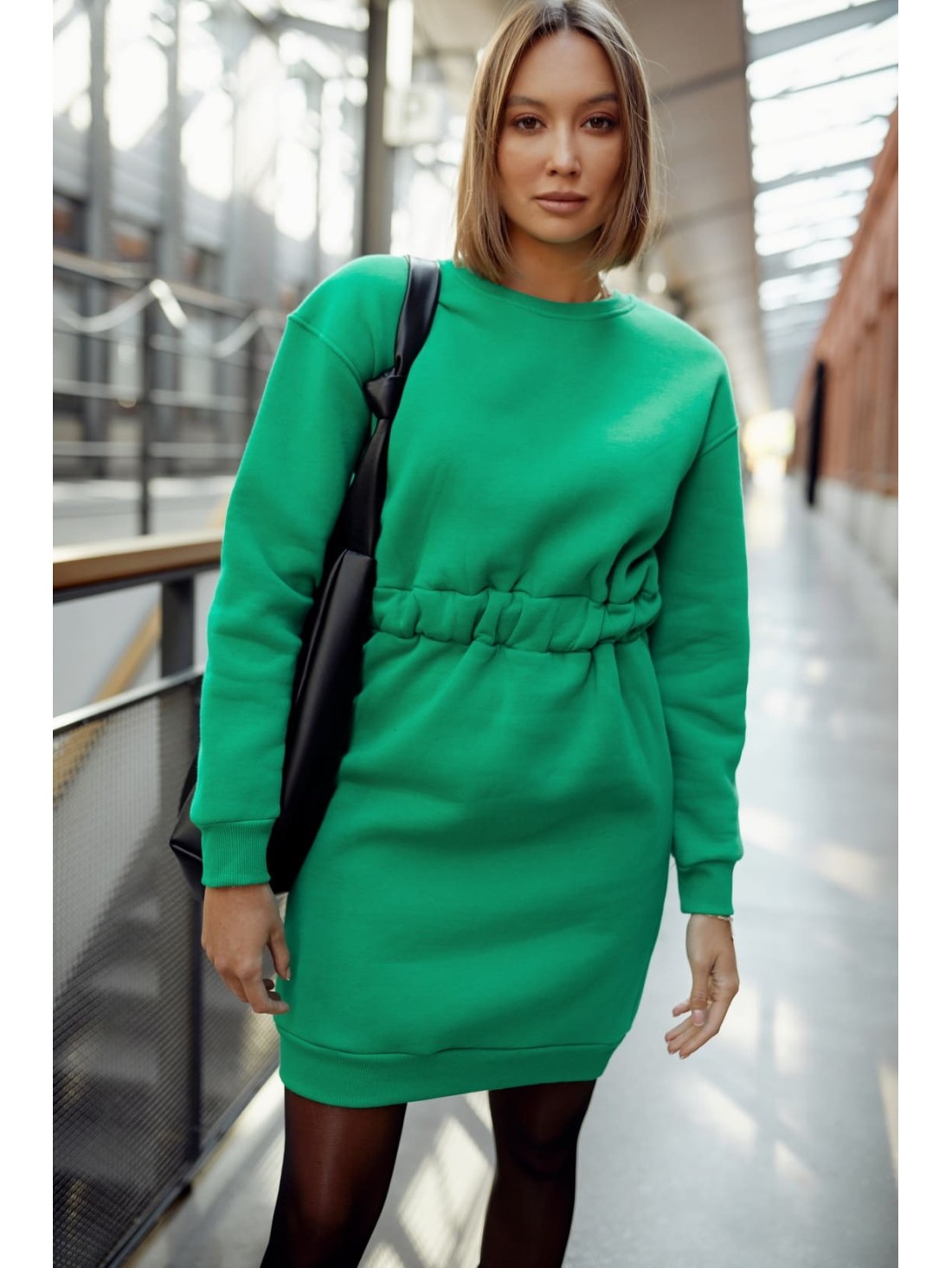 Rochie calda cu decupaj pe spate, verde FI719 - Magazin online - Boutique